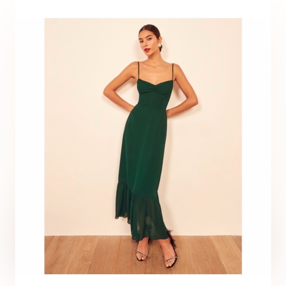 Reformation Emersyn Dress Emerald 10